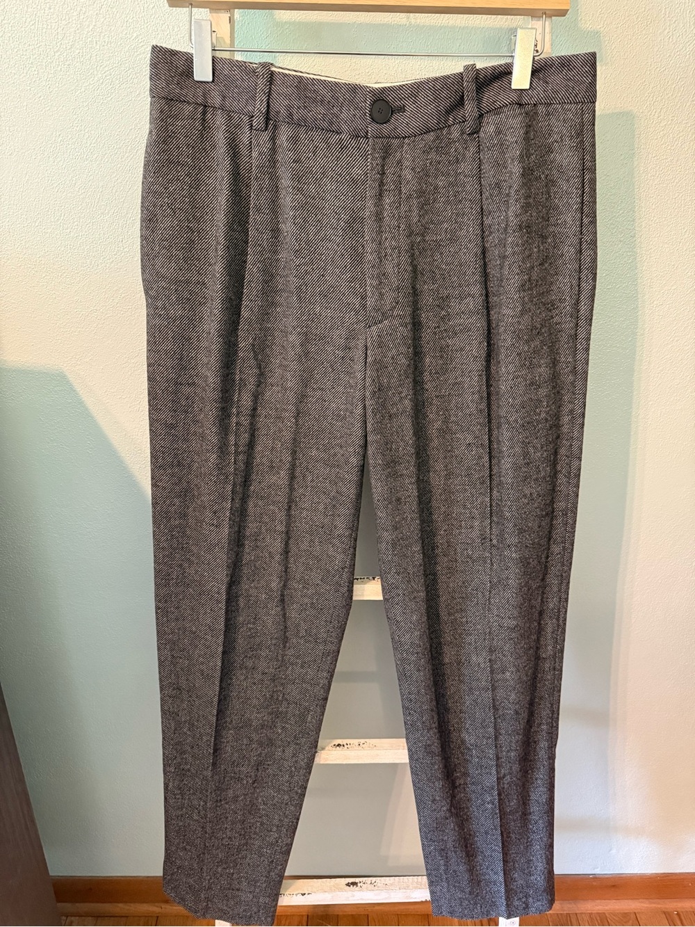 Grey Jason Wu Wool Herringbone Twill Tailored Trousers Size 8 Women Black Gray